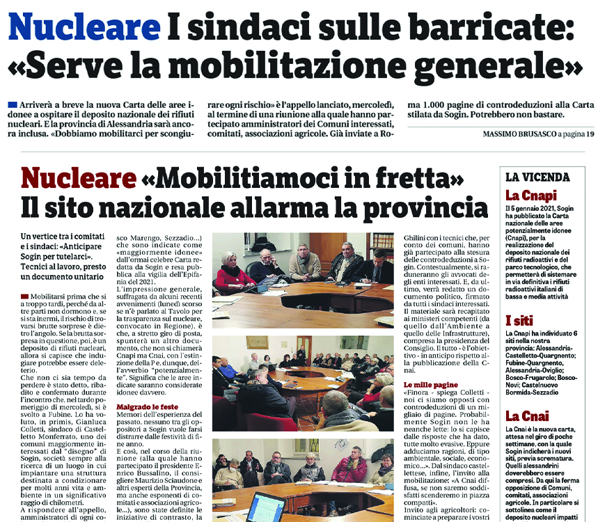 Nucleare, i Sindaci sulle barricate: serve la mobilitazione&nbsp;generale