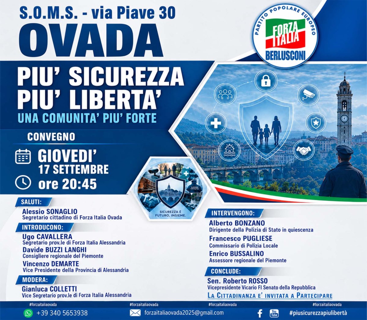 Più Sicurezza, Più Libertà, Ovada 17 settembre&nbsp;2026